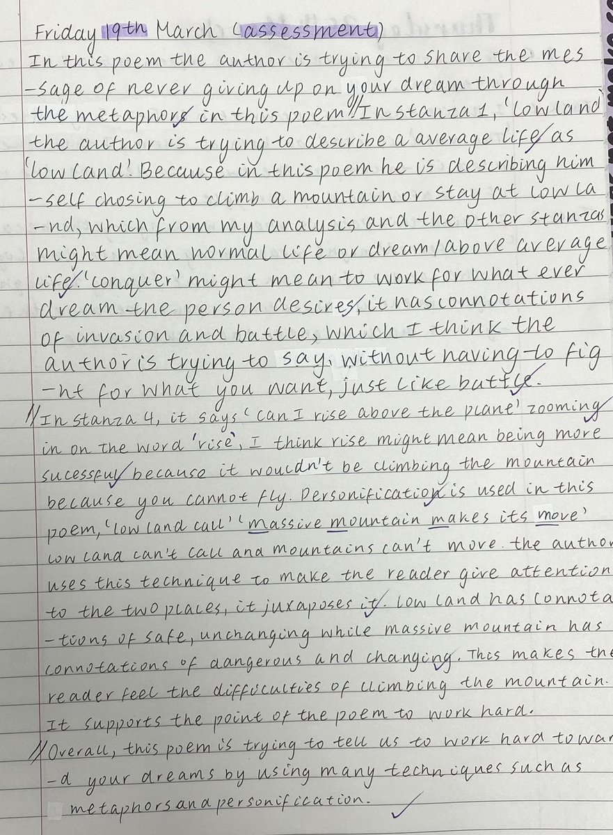 sfbs_langarts's tweet photo. Lots of beautiful analysis of the poem ‘I Choose the Mountain’ from our Y7 learners this week. You have a very impressed and proud teacher! 

@SFBritishSchool @The_IMYC #sfs1912 #imyc #languagearts #y7poetry https://t.co/ZyQflKzt7V