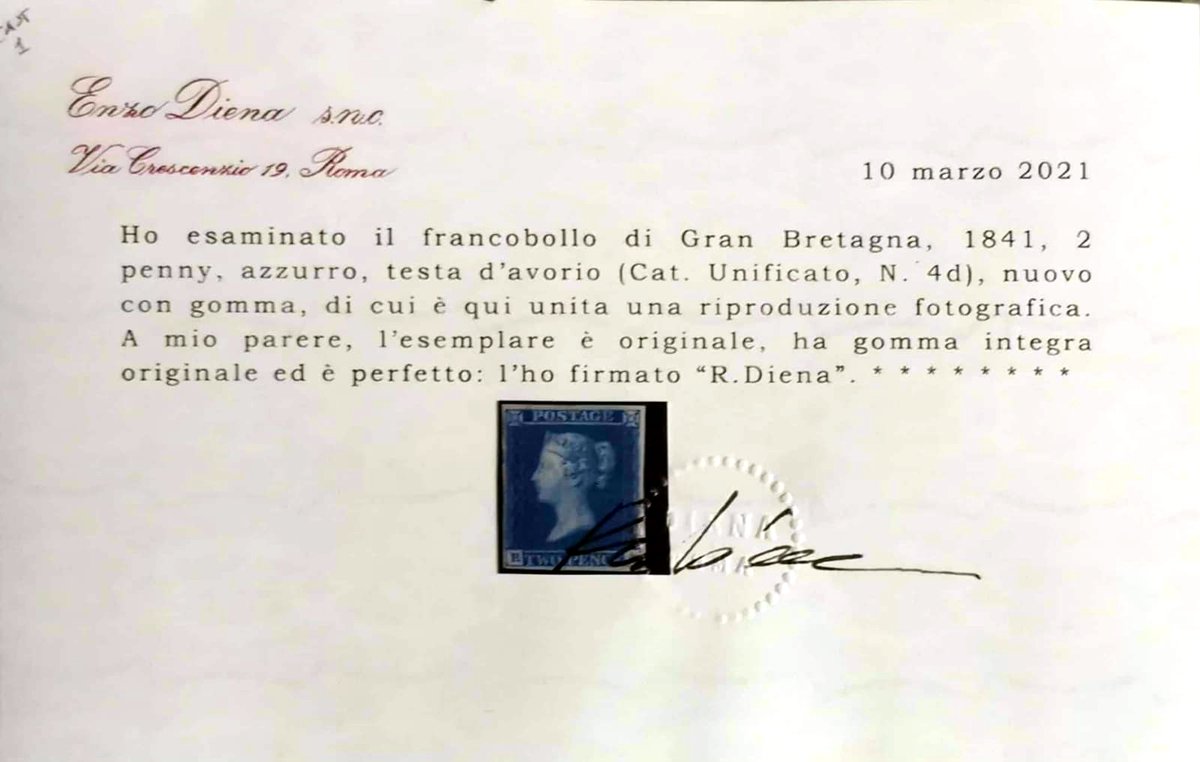 EnzoDienasrl's tweet photo. UN CERTIFICATO A SETTIMANA 279 Continua su https://t.co/BlFt6jDbmD #filatelia #briefmarken #philately #stamp #sello #timbre #philatelie #italia #francobollo #diena #rarity #expertize #perizie #granbretagna #uk #greatbritain #regnounito #england #ivoryhead #twopence #testadavorio https://t.co/YXDvGKt3vH