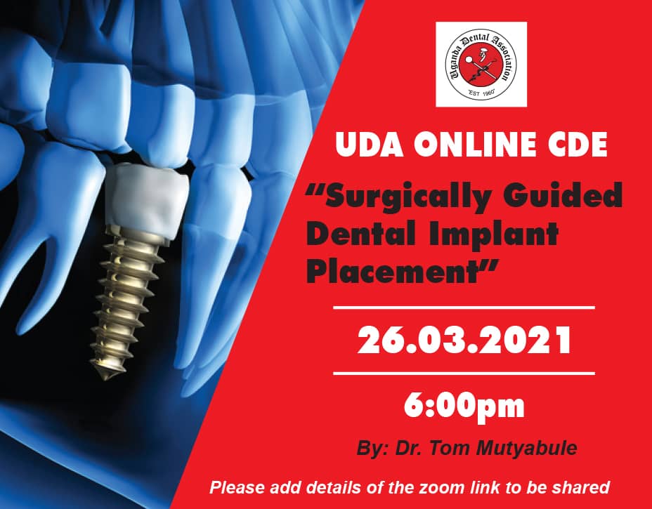 ugandadental's tweet photo. We will be having a CDE this evening on #guidedimplantsurgery by Dr Tom Mutyabule of @PanDentalSurger. Lots to learn. #dentistryinuganda https://t.co/QCnQF2VPBe