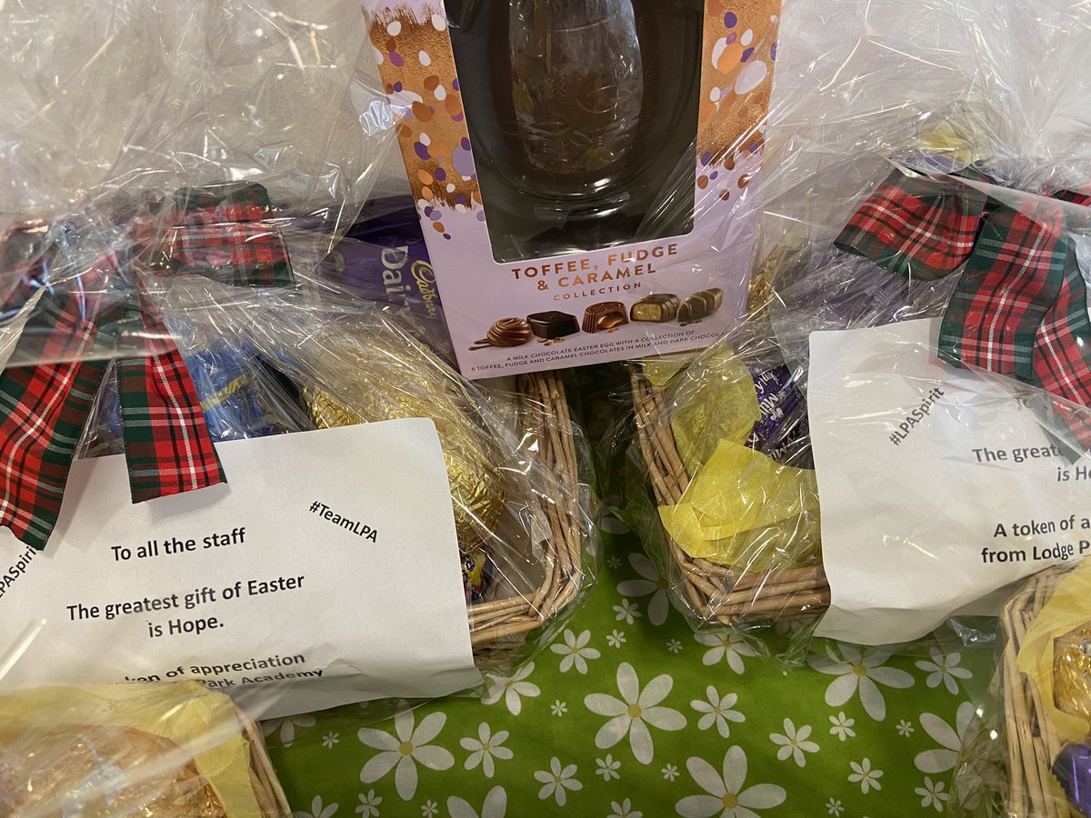 lodgeparkacad's tweet photo. Today is #LPAspirit day, where everyone in the #LPAfamily shows kindness &amp; appreciation. 
  
Last night we delivered baskets and baskets of Easter Eggs to all the staff at Corby Urgent Care staff to say thank you for helping to keep our community safe and well. 🙏 https://t.co/TkZYVHqCCM