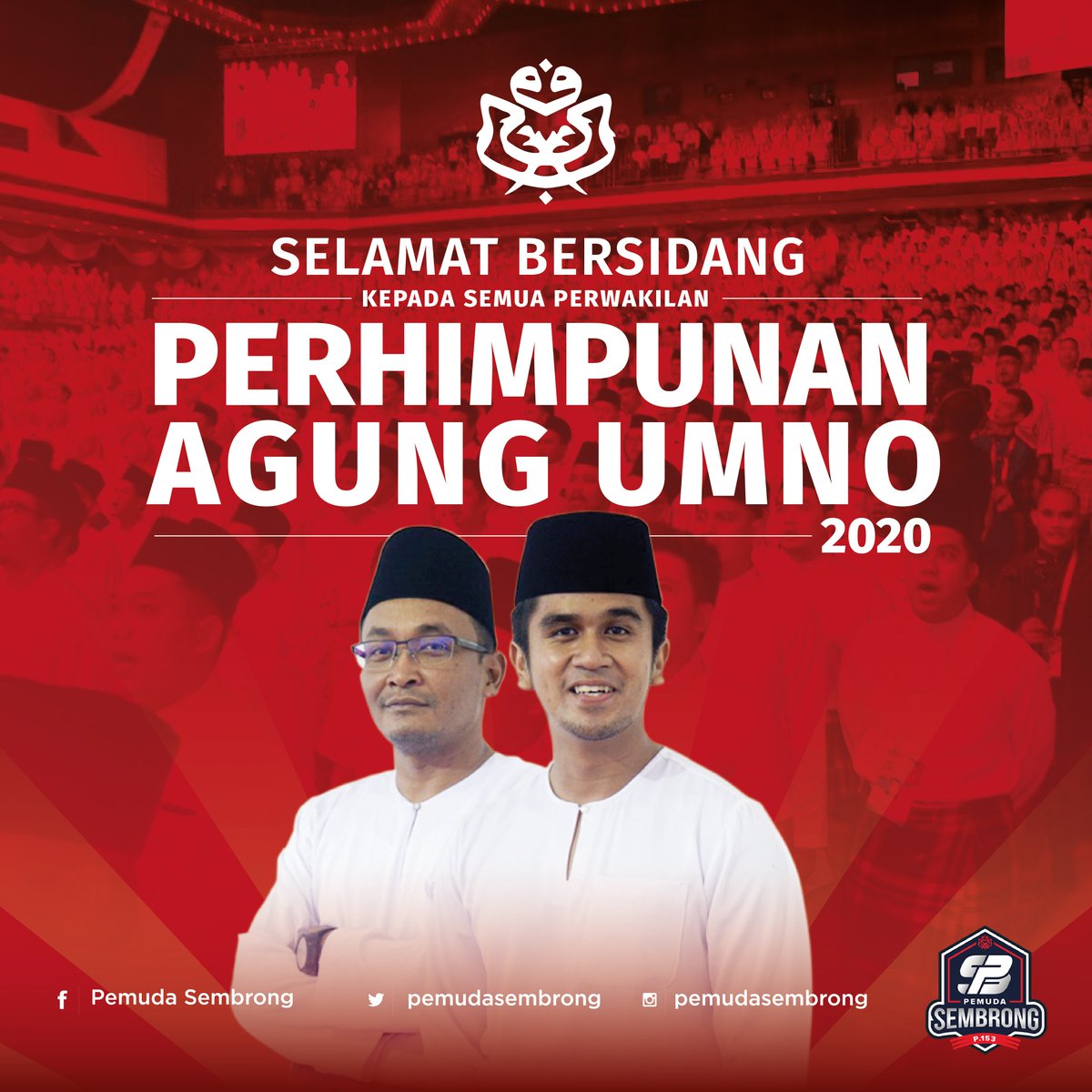 Selamat bersidang kepada semua Perwakilan Perhimpunan Agung UMNO 2020. Semoga hasil resolusi terbaik dimuktamadkan demi kelangsungan parti dan perjuangan ini!