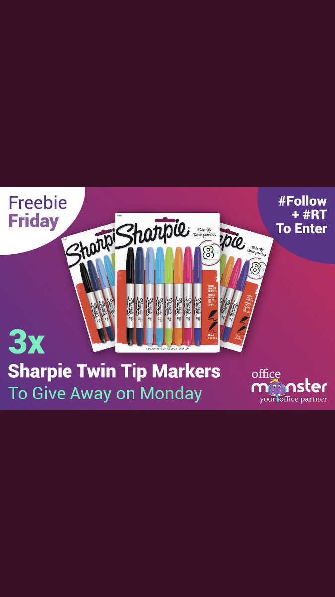 #Win a pack of <a href="/Sharpie/">Sharpie</a> twin Tip markers. We have 3 packs to #Giveaway #Follow and #RT to enter #FreebieFriday #FridayFeeling ~ UK only #Winners announced on Monday #Competition #freebie #officemonster