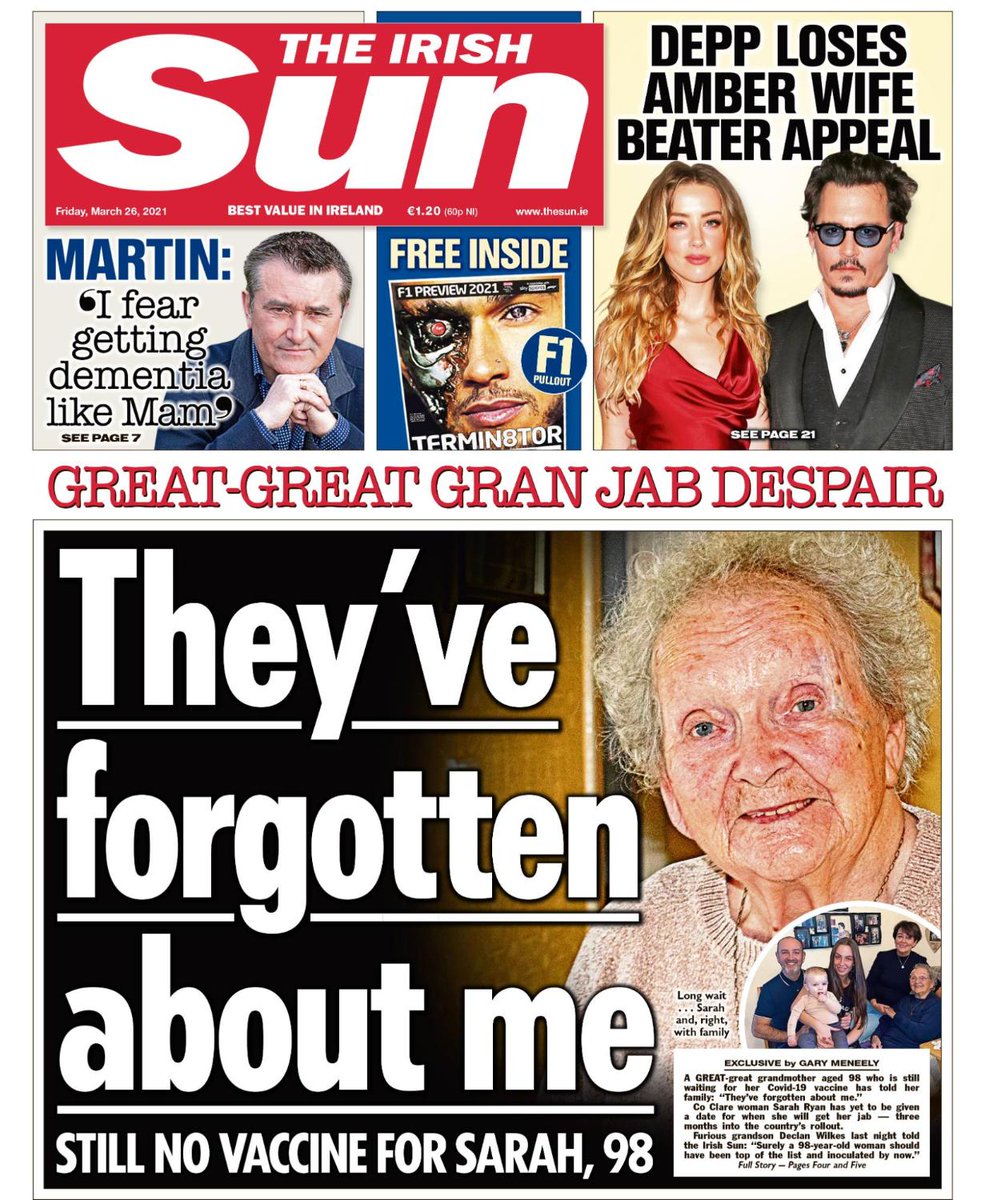 Friday's front page of the Irish Sun