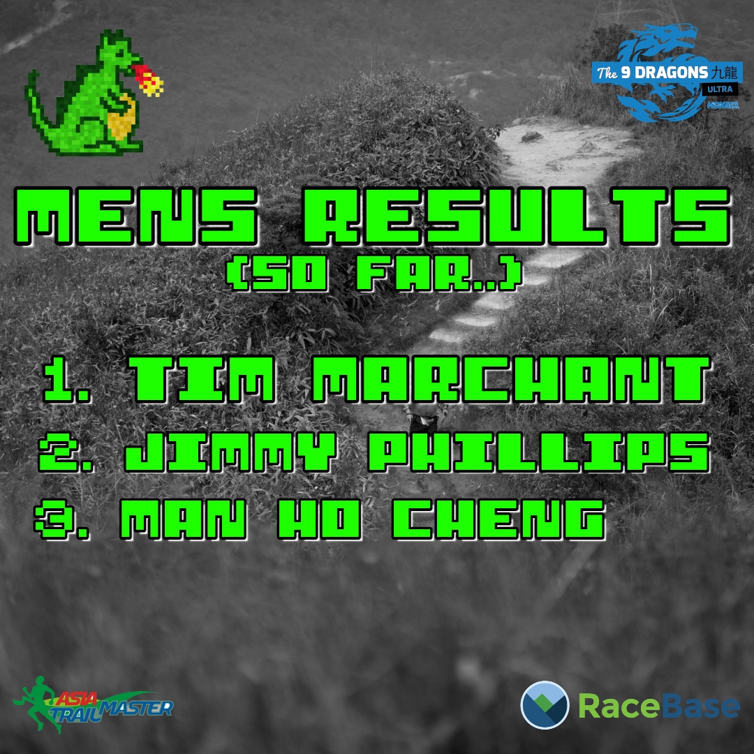 Some tasty times on the mens race but none are even close to Guomin Deng's 6:09:21. 

Leading the way is Tim Marchant with a solid 8:35:53. A very respectable time on a tough course.

Register here:
raceresults.com.hk/event/184