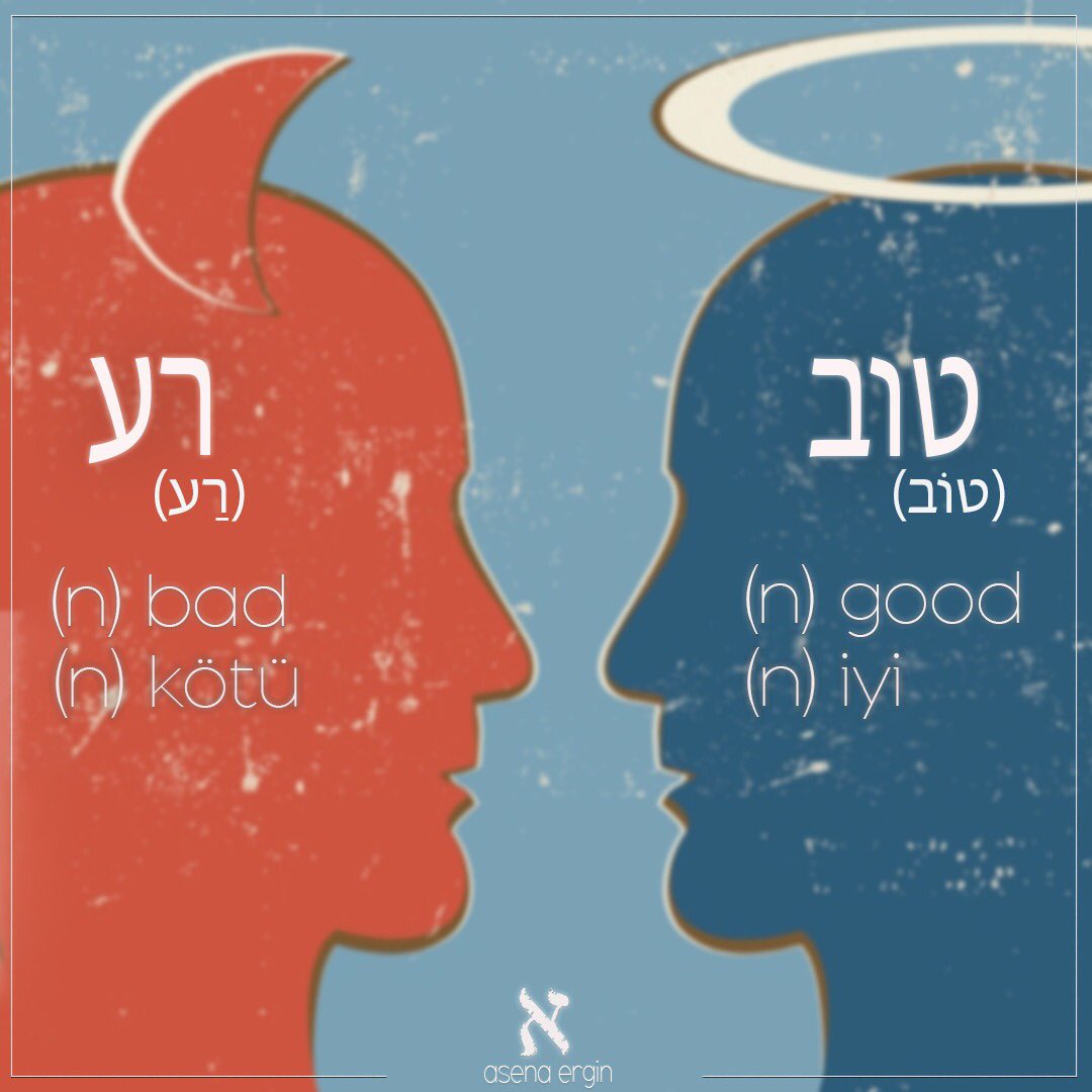 onlineibranice's tweet photo. טוב (tov)

רע (ra'a)

#hebrew #ibranice  #goodbad #iyikötü #עברית #ללמודעברית #ibraniceöğreniyorum #israil #yahudilik https://t.co/IavySDH8uW