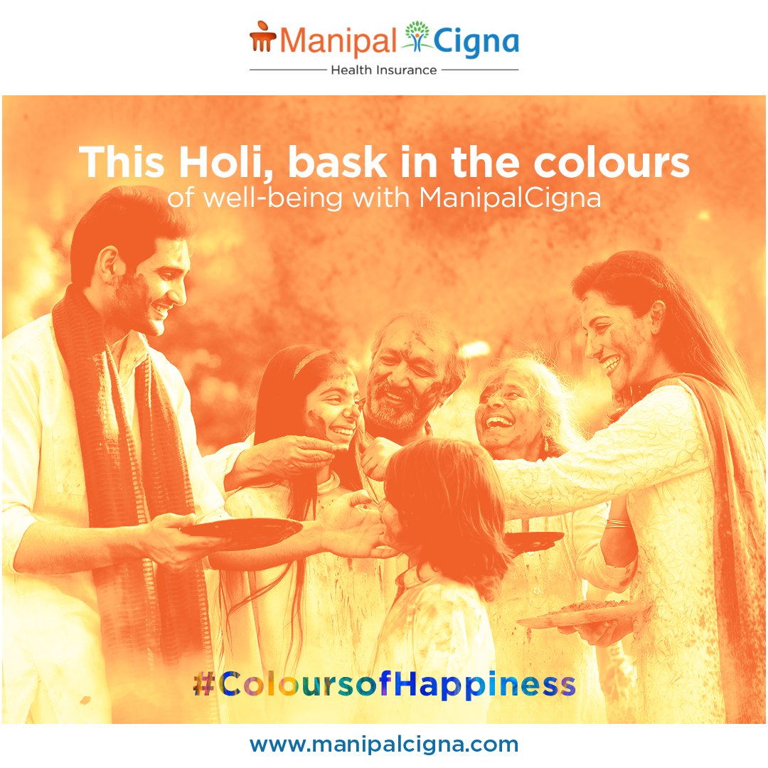 ManipalCigna's tweet image. Here's wishing everyone a safe &amp;amp; colourful Holi. #ColoursOfHappiness #Holi #ManipalCigna #HealthHaiTohLifeHai