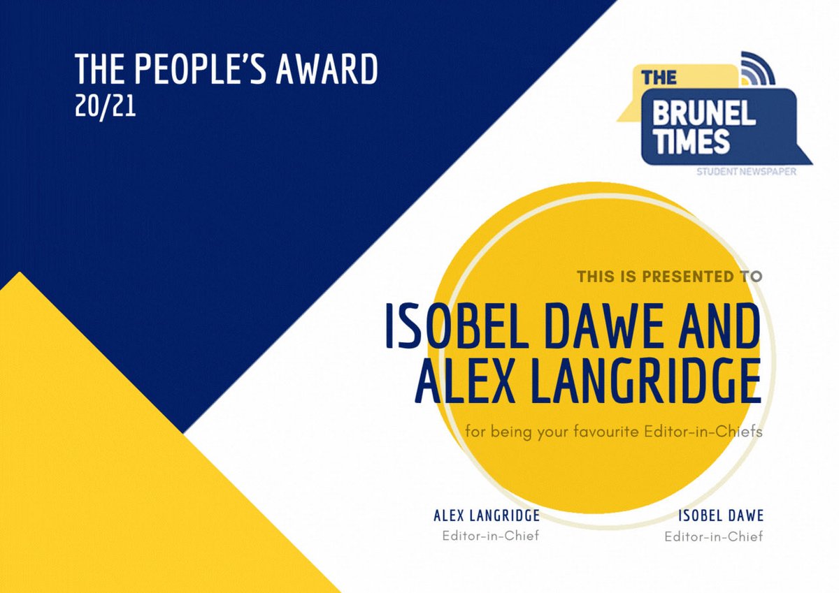 FINALLY, the last award goes to Alex Langridge and Isobel Dawe for being great Editors-in-Chief👏 (yes we did present ourselves with this award but we wanted one too!🤣