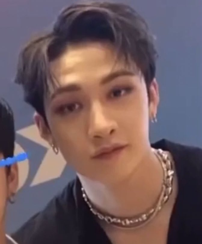 bangchannies's tweet photo. i think we can all agree that bang chan with black hair styled like this https://t.co/od7b2VD64R