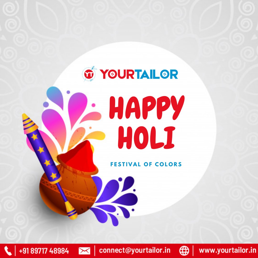 Yourtailor_in's tweet photo. May this Holi bring the ultimate colors of happiness in your life &amp; May God shower his blessings on you on the auspicious occasion.
Wish you a very Happy and Safe Holi.
#YourTailor #HappyHoli #SafeHoli #HappyHoli2021 https://t.co/mK4JtVrjB3