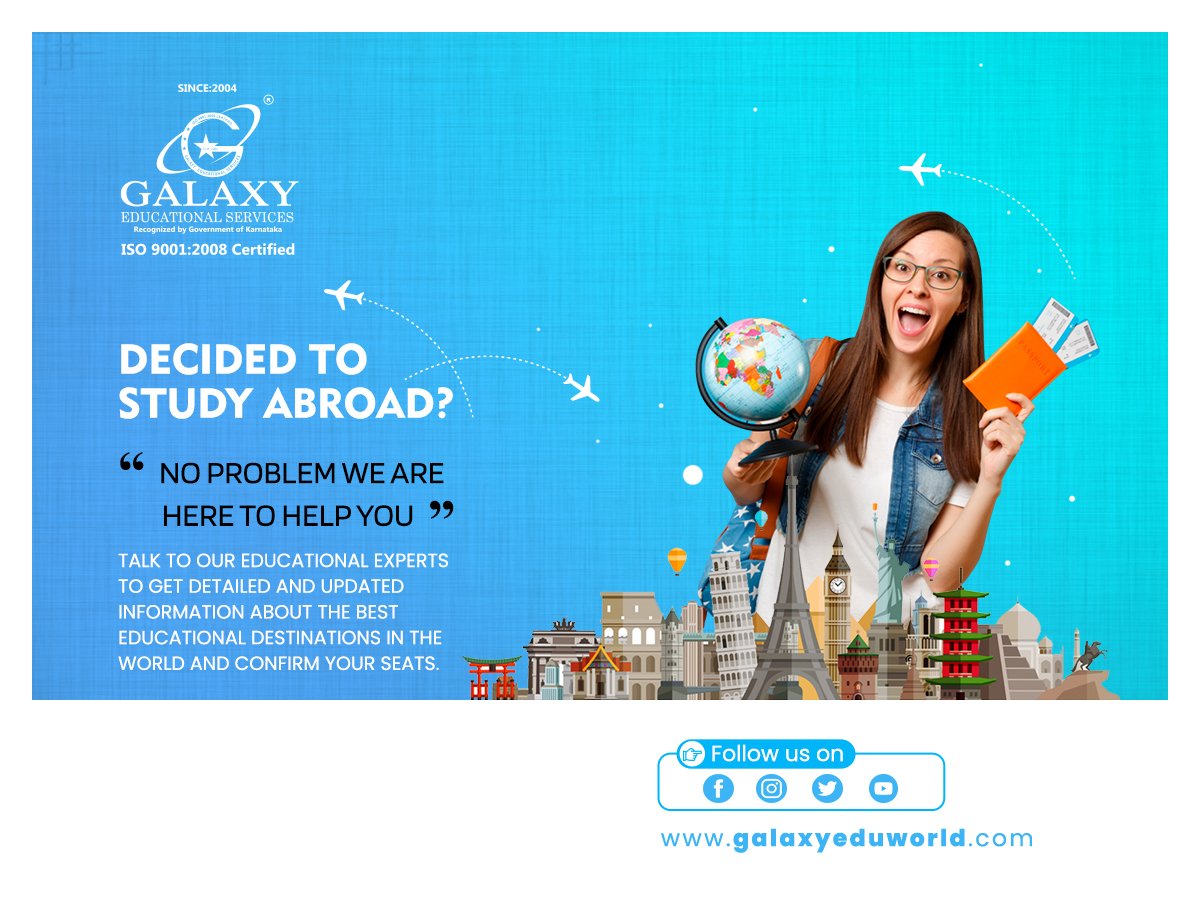 galaxyeduworld's tweet photo. Decided to study abroad? 
"No problem we are here to help you"

Contact us for more details: 
Call us at: +91 8088602346
_ 
#admissionsopen #colleges #careercounseling #admissions #careerguidance #aptitudetesting #interviews #training #assistance #global #ges #galaxyeduworld #edu https://t.co/JP3ubeQLkq