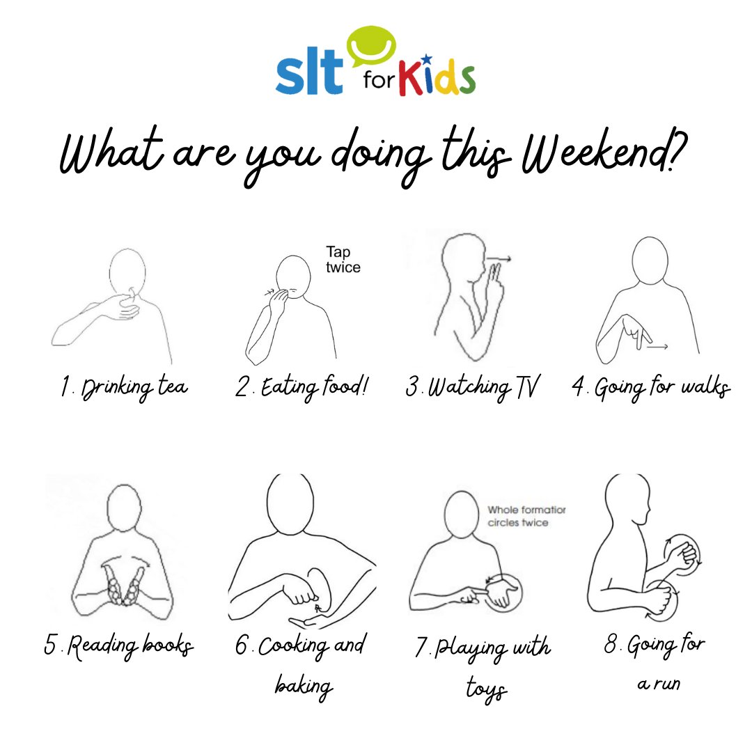 What are you up to this weekend?
We're definitely a 1, 3 and 4! What about you? 📺🚶🍵

#Makaton #SALT #WeSpeechies