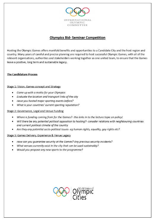 Finishing for Easter by renewing cold war rivalries in this Olympics bidding project for <a href="/LouCollHESport/">LouCollHESport</a> Sport Science and Management 1st years....great presentations and Q&amp;A by students