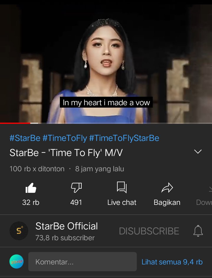 its_perryvelvet's tweet photo. Udah 100k views pdhl belum 24 jam, congrats @starbeofficial ๐, emng keren bngt comeback kalian saat ini! You deserve this!
100kโ
200k๐
Smngt skybe streamingnya!!
#TimeToFlyStarBe #TimeToFly
#StarBe https://t.co/cHIG1XbgYm
