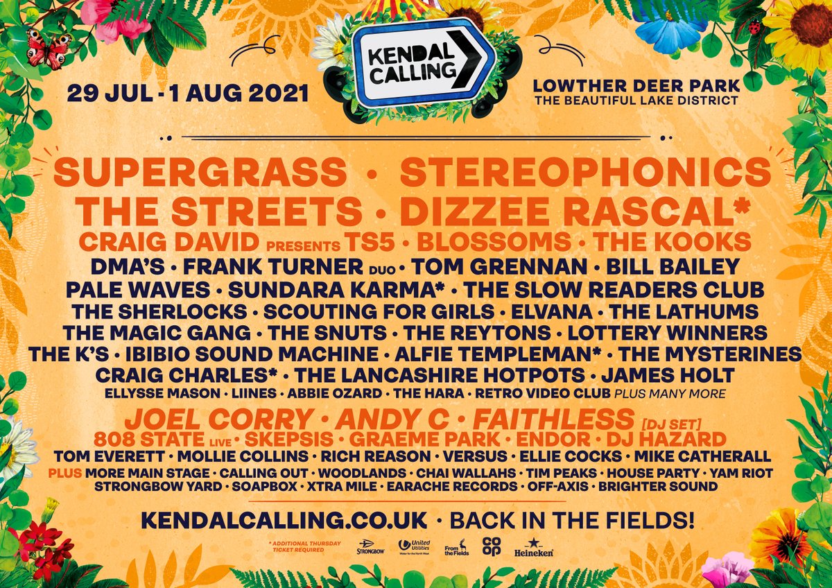 Kendal Calling returns to the fields! Our first wave has landed 🙌

Join Supergrass, Stereophonics, The Streets, Dizzee and SO much more still to come!

RT and @ TAG YOUR SQUAD TO WIN FOUR VIP UPGRADES, BOUTIQUE CAMPING AND £500 BAR TAB!

ON SALE NOW 👉 kendalcalling.co.uk