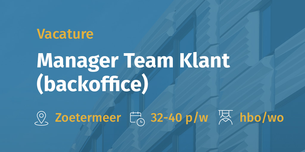 #Vacature: Manager Team Klant (backoffice). Je geeft leiding aan zo'n 25 medewerkers op mbo- en hbo-niveau in de binnen- en buitendienst in het proces Meter tot Cash. Deze diversiteit vraagt om situationeel leiderschap. bit.ly/2Puu22a #werkenbijdunea #vacatures #manager