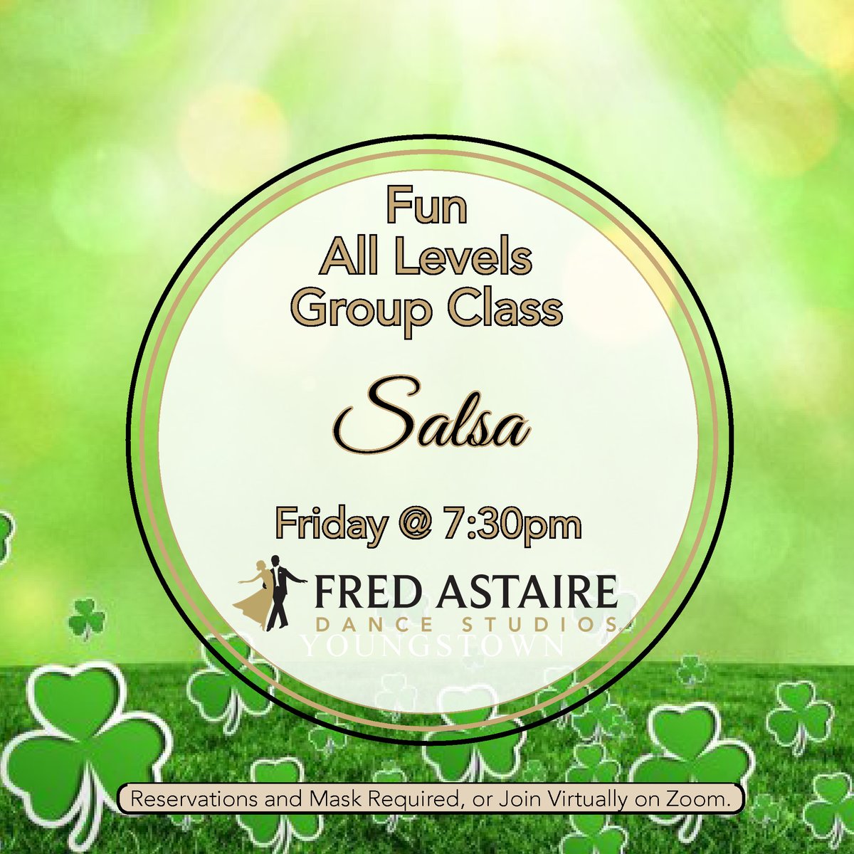 FADsYoungstown's tweet photo. Let's get this weekend started with some Fun SALSA in our All Levels Group Class at 7:30pm tonight! Call us to reserve your in-studio spot, or join us on Zoom (details to log-in found here... https://t.co/66blxxhSWC) #FredAstaireYoungstown #FADSYoSocialDisDance #BoardmanBallroom https://t.co/Xv6mbiC6hE