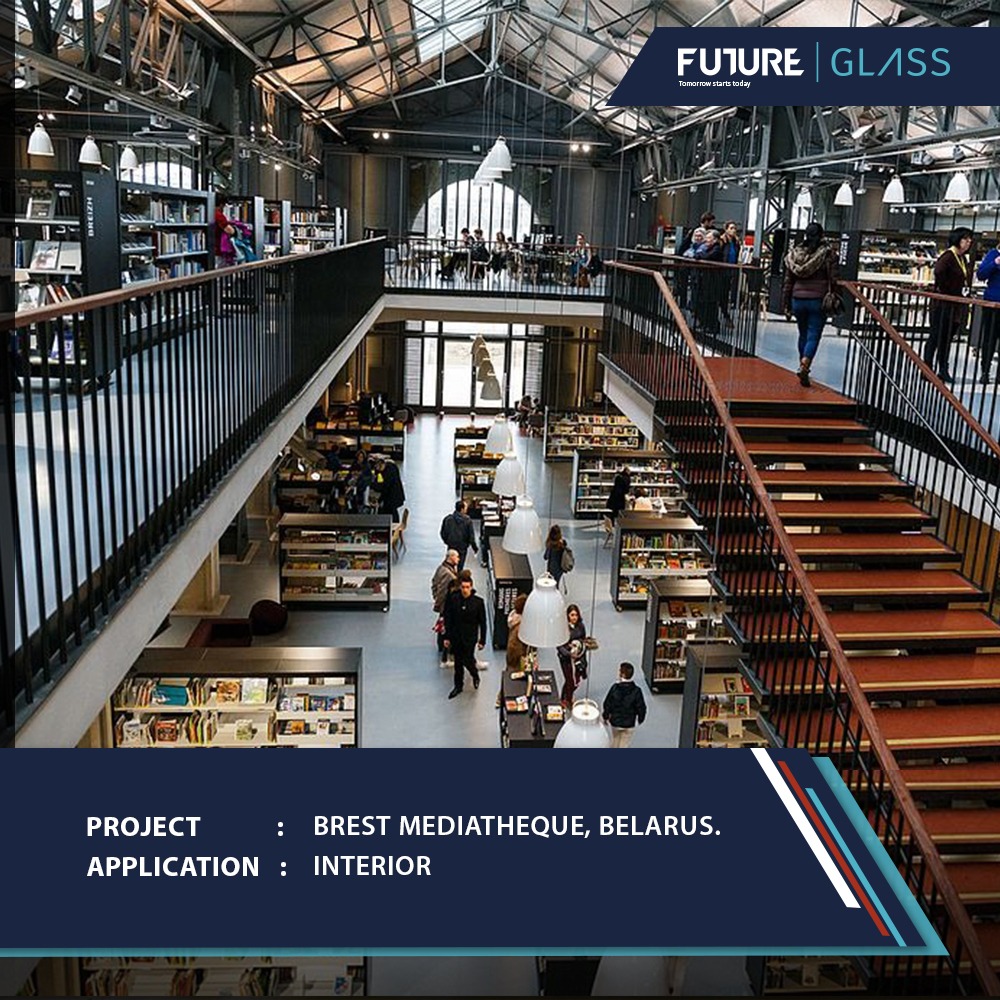FAGlassllc's tweet photo. A historic and industrial building turned into a modern and unique library for the city of Brest in Belarus. Interiors are ingeniously designed with glasses from #FutureGlass, indeed it is one of the prestigious associations for us. https://t.co/TwohT3fFTH