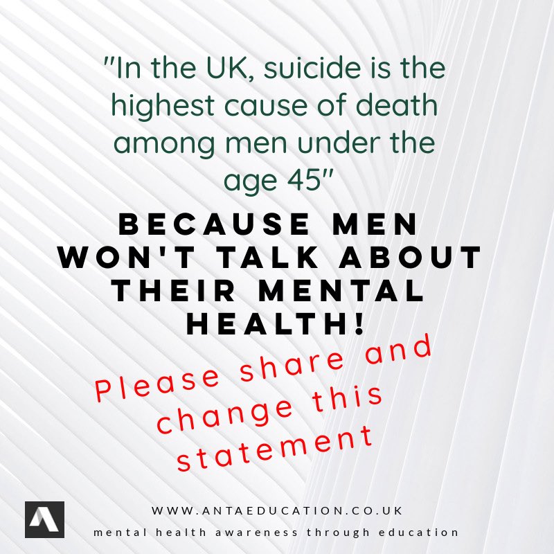 AntaEducation's tweet photo. I’m a man and I will talk about #mentalhealth 
#pleaseshare https://t.co/mhQ1XbWsQb
