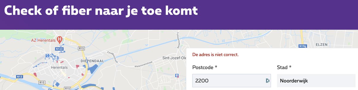 CasperBE's tweet photo. "De adres" is inderdaad niet correct @proximus maar mag ik wel weten of fiber aansluitbaar is? https://t.co/gstcVdqRrQ