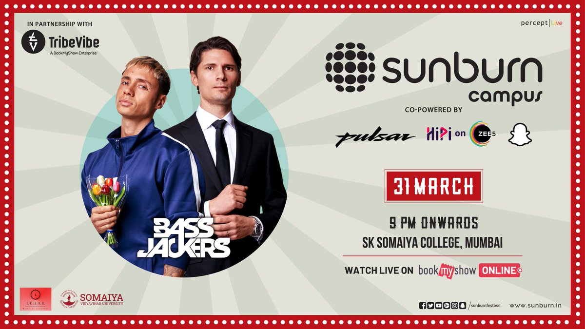 TribeVibeLive's tweet photo. (Continue..)

Register now: https://t.co/8OhlUImNxf
RSVP: https://t.co/Azi4npzhLS

@my_pulsar @HiPiOnZee5 @Snapchat  

#TribeVibeLive #TribeVibe #SunburnCampus #SunburnFestival #Bassjackers #BookMyShow #BajajPulsar #Pulsar #HiPiOnZee5 #PerceptEMC #PulsarTribe #Snapchat https://t.co/qyPiy4ge7J