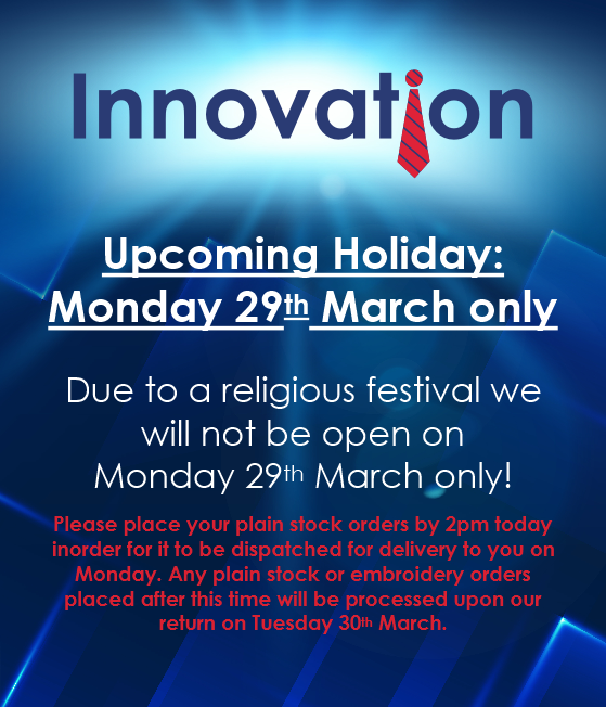 Upcoming Holiday: Monday 29th March only