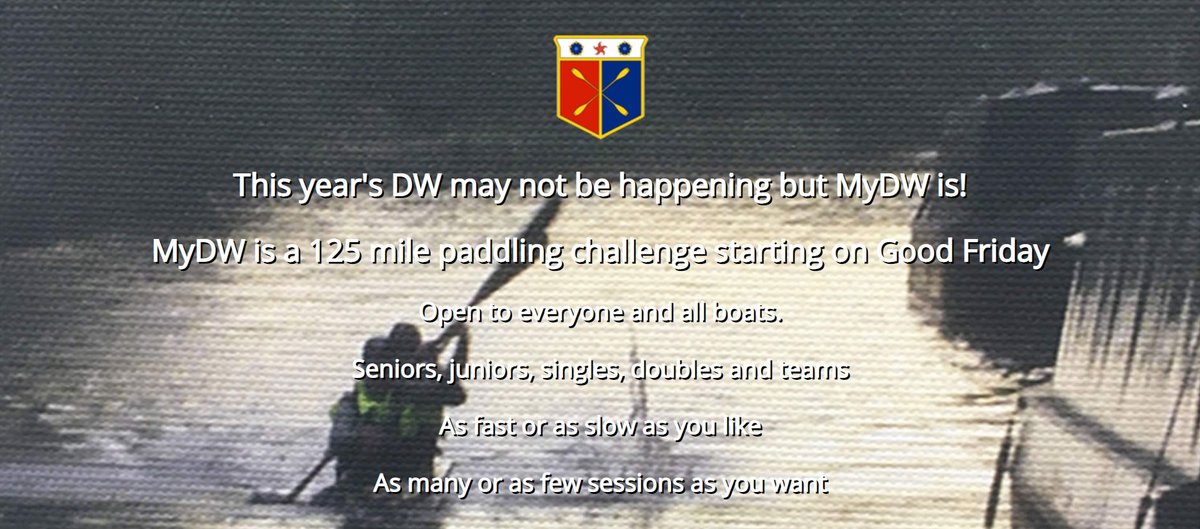 The regular DW might not be happening, but 'MyDW' is! Who's going to be taking part and paddling 125miles from Good Friday 😱

dwrace.co.uk