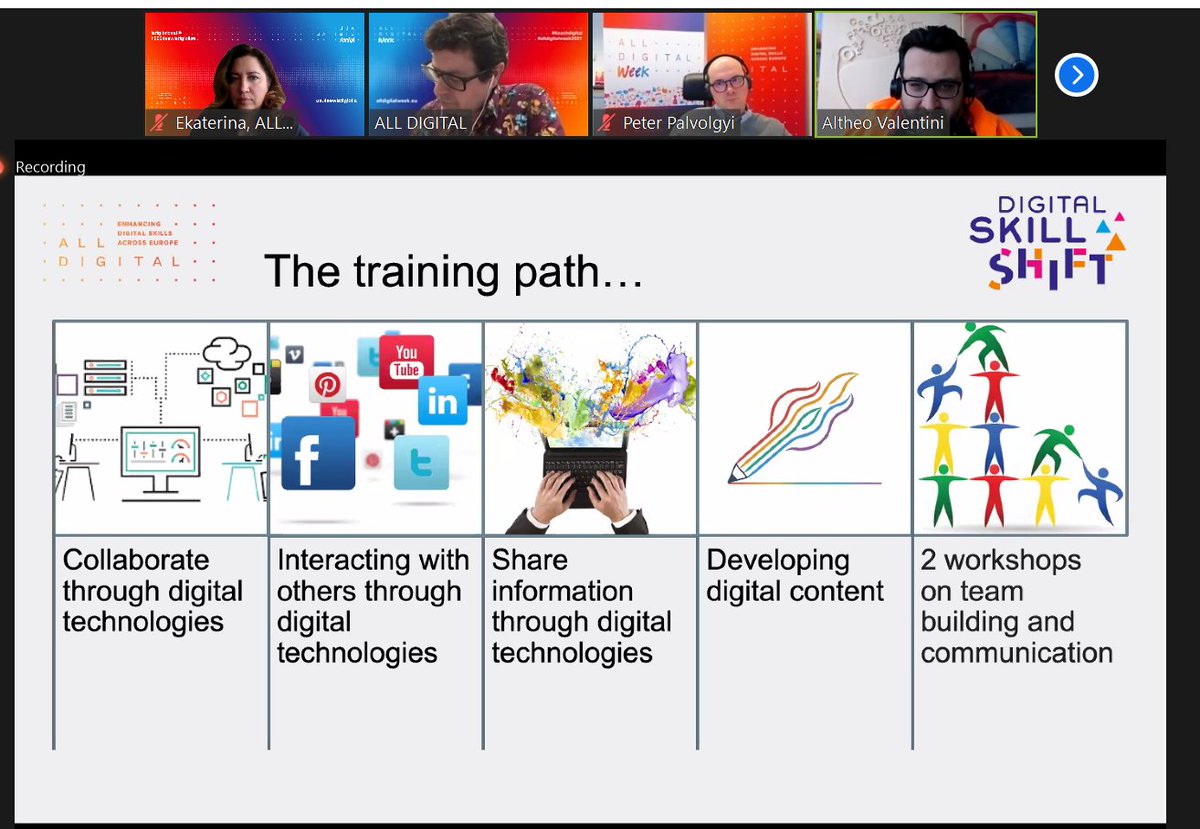 AllDigitalEU's tweet photo. The #DigitalSkillshift event was part of #AllDigitalWeek2021 & covered #DigitalAssistant job role, the #onlineworking curriculum, approach to #employability training delivery in the pandemic & the evaluation.
See the event recording & presentations at https://t.co/1eRgEGeEt4 https://t.co/5mHAWUgwhx