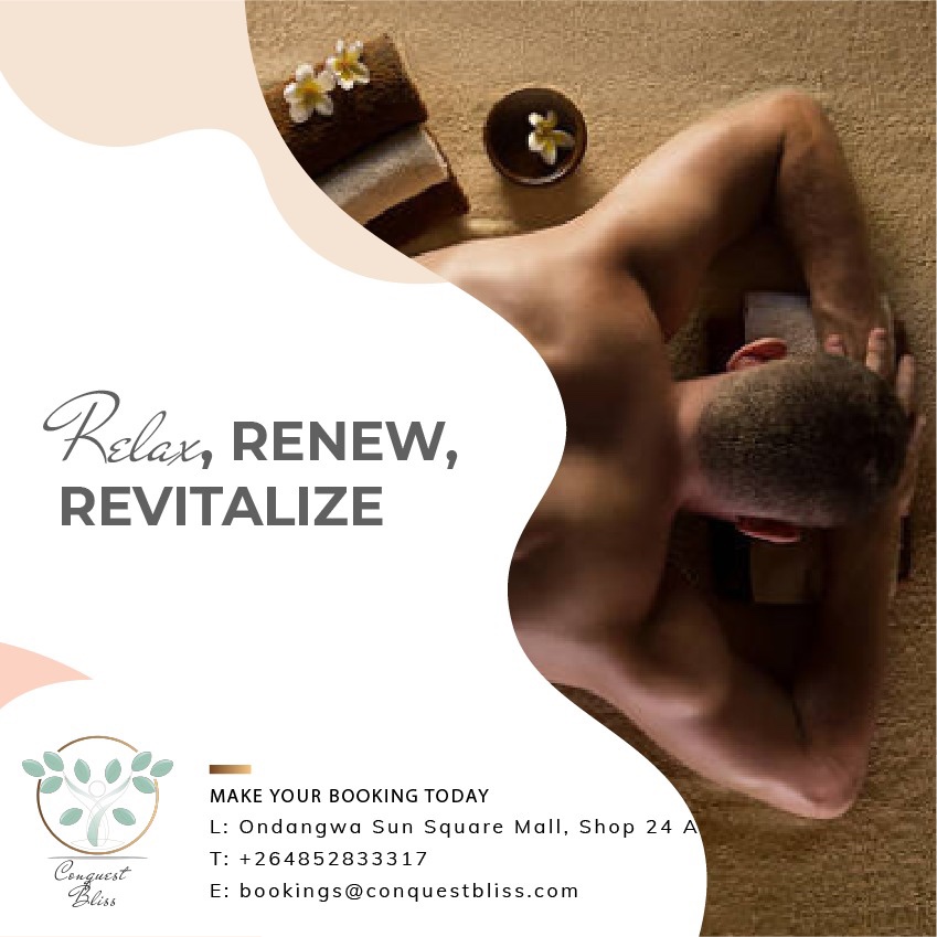BlissConquest's tweet photo. Relax the mind, Renew the body, Revive the soul! Book yourself a full spa day! 
Cell: +264 85 283 3317
Email: bookings@conquestbliss.com
L: Shop 24A, Ondangwa, Sun Square Mall

#conquestbliss #selfcare https://t.co/0LudG8EVxT