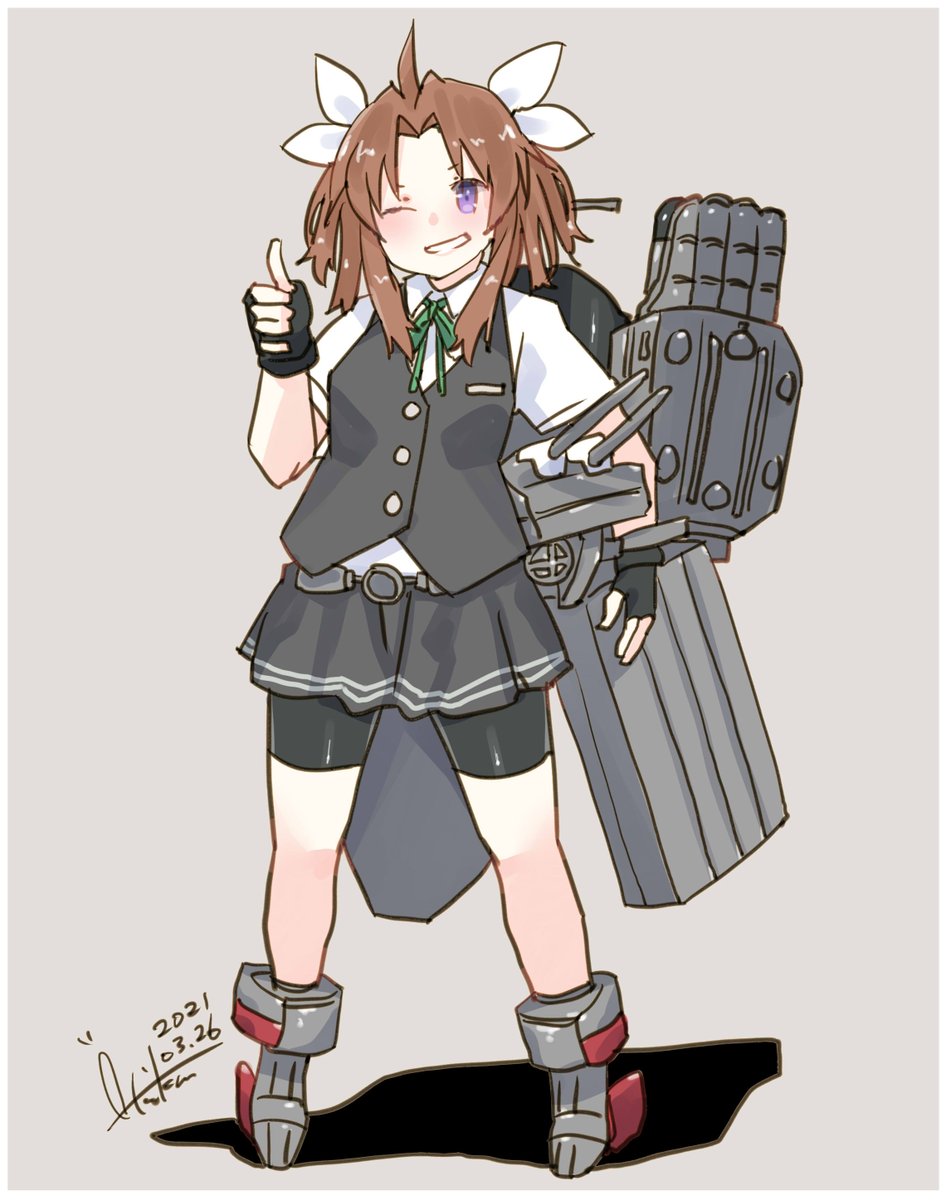 艦これ「陽炎『司令!今日も会えたっ!』
#艦これ #陽炎 」|あき缶@inicaのイラスト