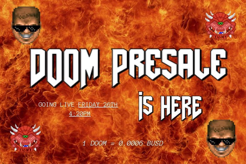 doomguy_token's tweet photo. The DOOM presale link on Dxsale Launch is now active!! Presale goes live today 4:20pm EST

https://t.co/93ivbhi22I

Join us in the telegram https://t.co/0L2H12aPP3 and welcome to HELL!!! $doom $bnb #BinanceSmartChain https://t.co/MRTXrG6VCk