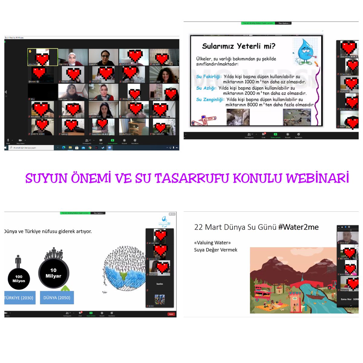 Suyun ve su tasarrufunun önemini anlatan Ankara Üniversitesi Su Yönetimi Enstitüsü Müdürü Doç. Dr. Gökşen Çapar' a teşekkür ederiz..