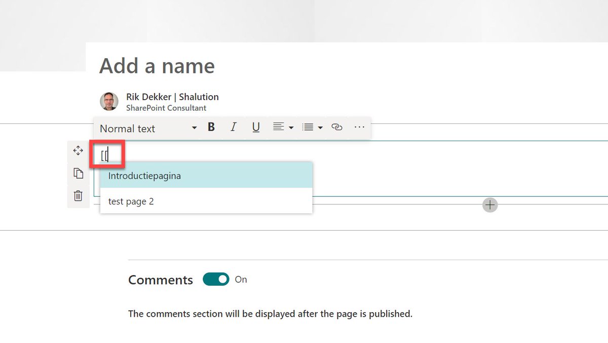 Create a link the 'Wiki-way' in a modern SharePoint page #sharepointonline