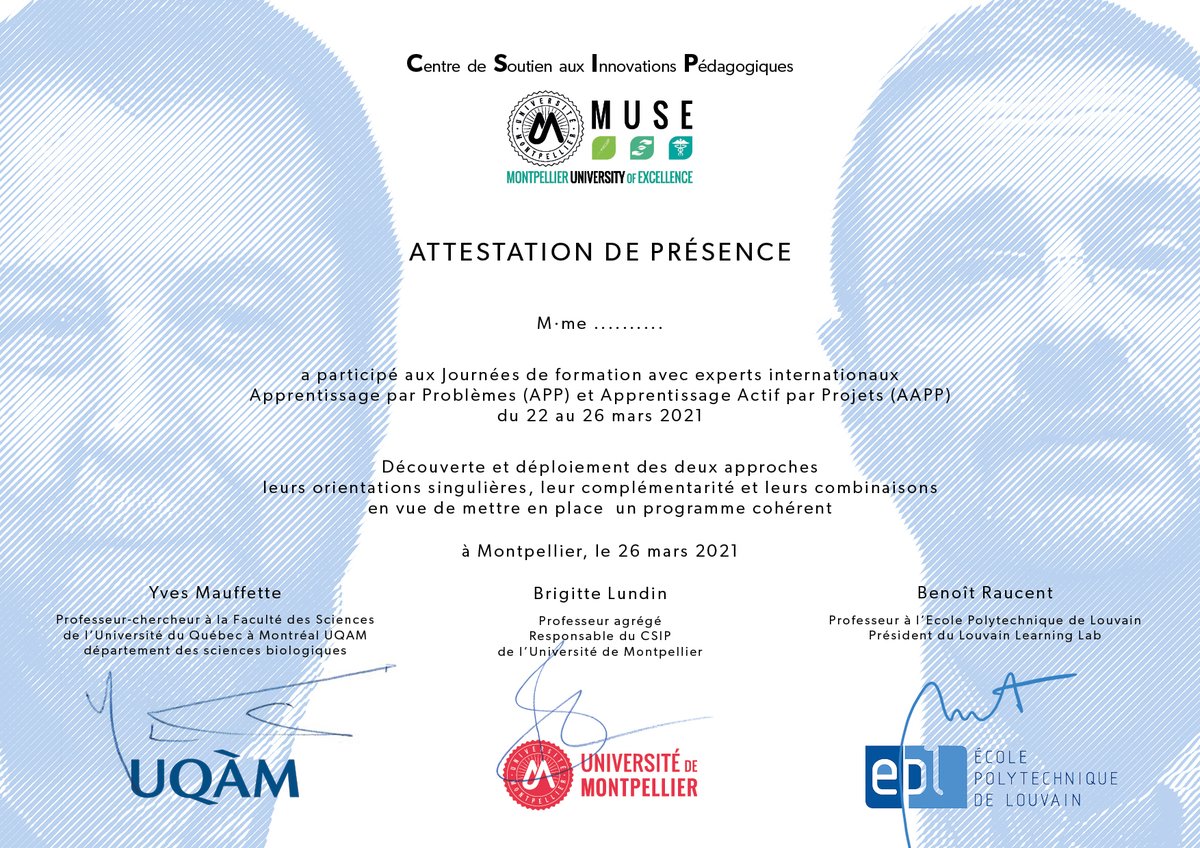 brigittelundin's tweet photo. Elle est bien méritée cette superbe attestation #CSIPMUSE @IsiteMUSE @umontpellier ! MERCI @BenoitRaucent @LouvainLL et Yves Mauffette @UQAM pour cette très riche semaine pédagogique #apprentissageactif @irstea @FacsciencesUM @FacEducMtp @MtpManagement @iutnimes @IAE_Montpellier https://t.co/Olo3F5QWsP