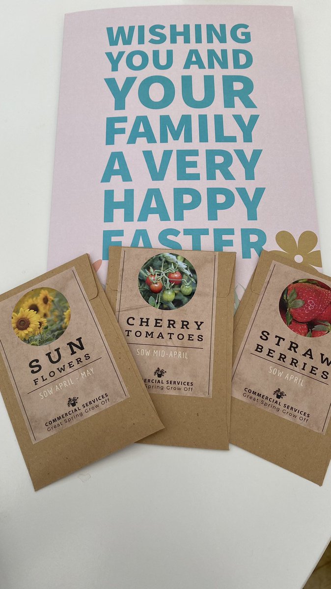 CMUCatering's tweet photo. Thank you to the commercial services team for the lovely Easter card and seeds this morning for the #CSGreatSpringGrowOff - happy Easter Everyone π£canβt wait to start planting the seeds ππ»ππ»@CMetSEngagement @cardiffmet @PrintStudioCDF @CardiffMetConf https://t.co/72OLTwkZFM