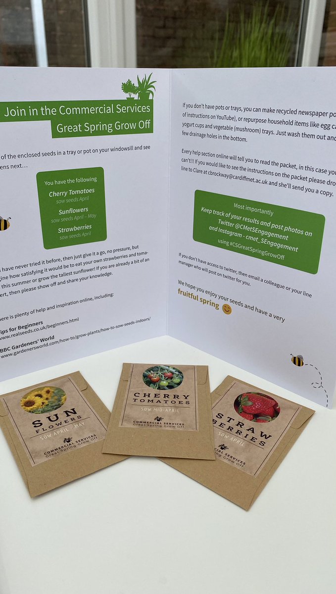 CMUCatering's tweet photo. Thank you to the commercial services team for the lovely Easter card and seeds this morning for the #CSGreatSpringGrowOff - happy Easter Everyone π£canβt wait to start planting the seeds ππ»ππ»@CMetSEngagement @cardiffmet @PrintStudioCDF @CardiffMetConf https://t.co/72OLTwkZFM