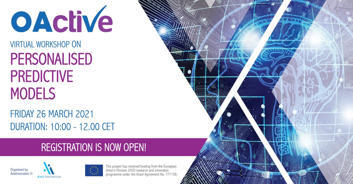 AxiaInnovation's tweet photo. π£ @AxiaInnovation organised successfully today the @OActiveProject virtual workshop on personalised prediction models. The workshop presents the #OActive technologiesπ§¬π§ͺand similar EU-funded projects.
#osteoarthritis #biomechanics #predictivemodels https://t.co/leqagx52uk