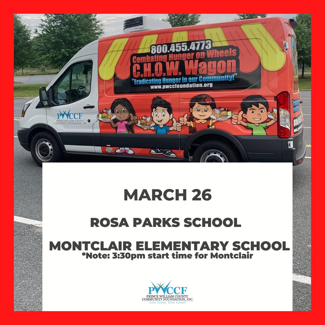 FoundationPwcc's tweet image. TGIF!

Today&apos;s weather should be spring time perfect for our distribution at Rosa Parks (3pm start) and Montclair Elementary (3:30pm start).

Please continue to be safe and wear masks.

&quot;Together, WE Can Make a Difference!&quot;

#princewilliamcounty #chowwagon #foodpantry