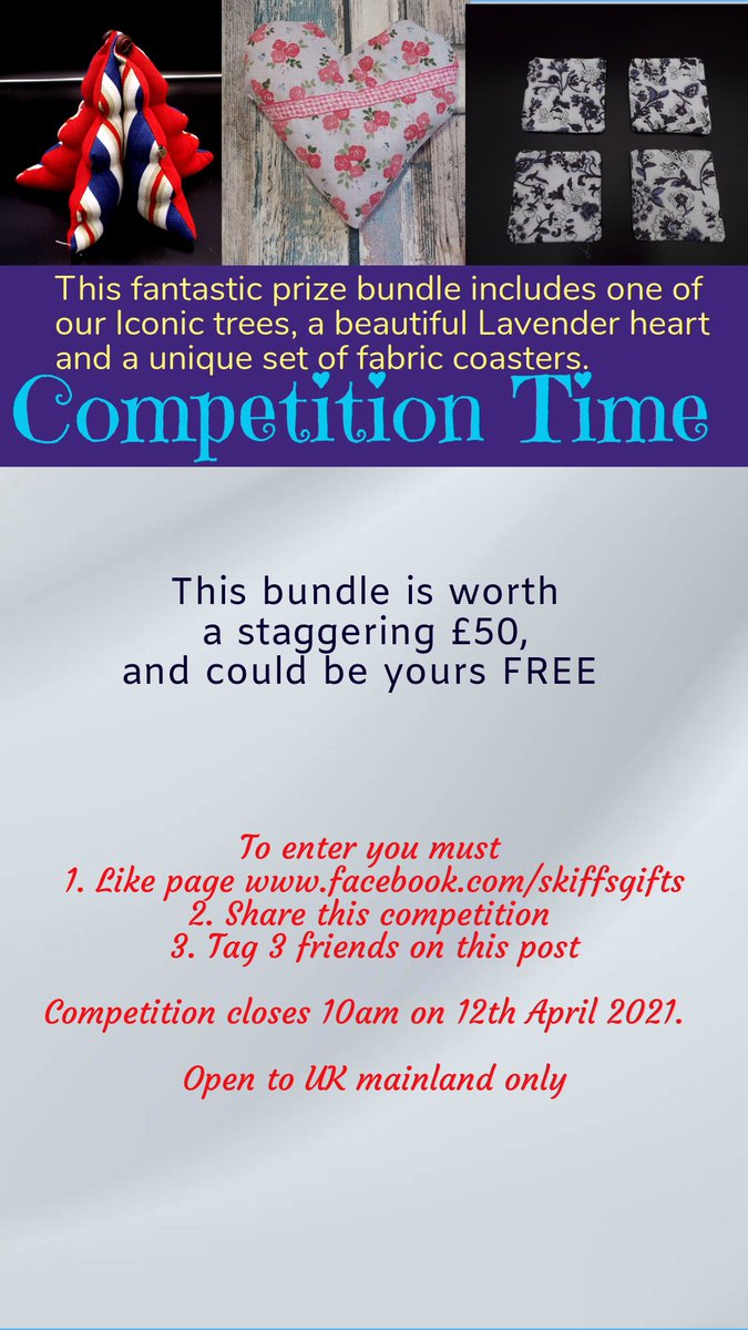 Skiffsgifts1's tweet photo. Chance to win a £50 bundle from @Skiffsgifts1, to enter just follow the rules. On poster below.
#win #contest #Competition #craft #skiffsgifts #facebook #inittowinit #handmade https://t.co/3xduciHObz