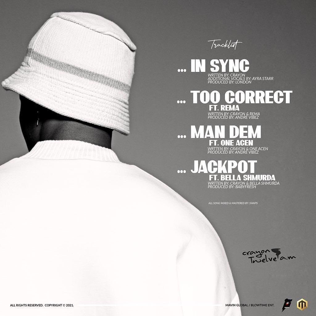 Eplmax's tweet photo. #newmusicalert from @crayonthis as he releases “Twelve A.M” EP with features from @heisrema , @oneacen, @fineboybella and additional vocals by @ayrastarr 

#crayonthis #newmusicfriday #naijarated https://t.co/mz5qHibsZZ