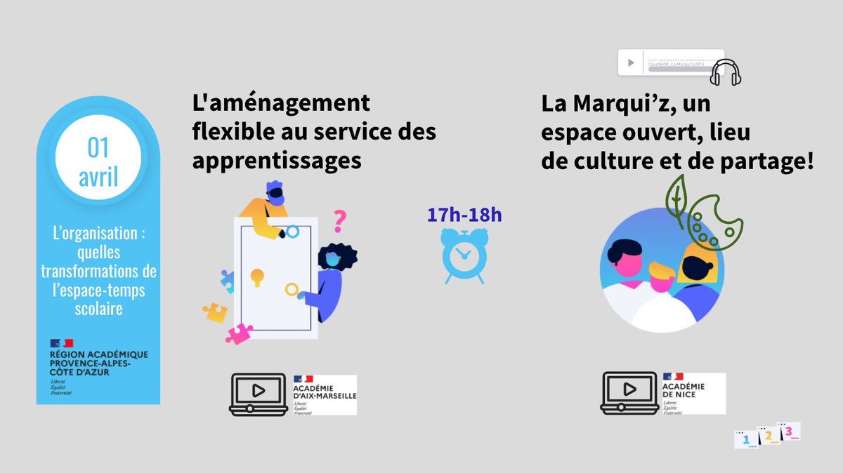 CardieNice's tweet photo. #JNI2021 en @RegionAcPaca
Au lieu d'accrocher des🐠dans le dos le 1er avril inscrivez-vous donc au #WebiSud 4 ! :
🔸organisation de l'espace et du temps
🔸autonomie et attention
🔸solidarité et biodiversité
#bien_être #ClimatScolaire #EDD
✍️https://t.co/MpSW3ju8bV
#eduinov https://t.co/0kJrlOzoXF