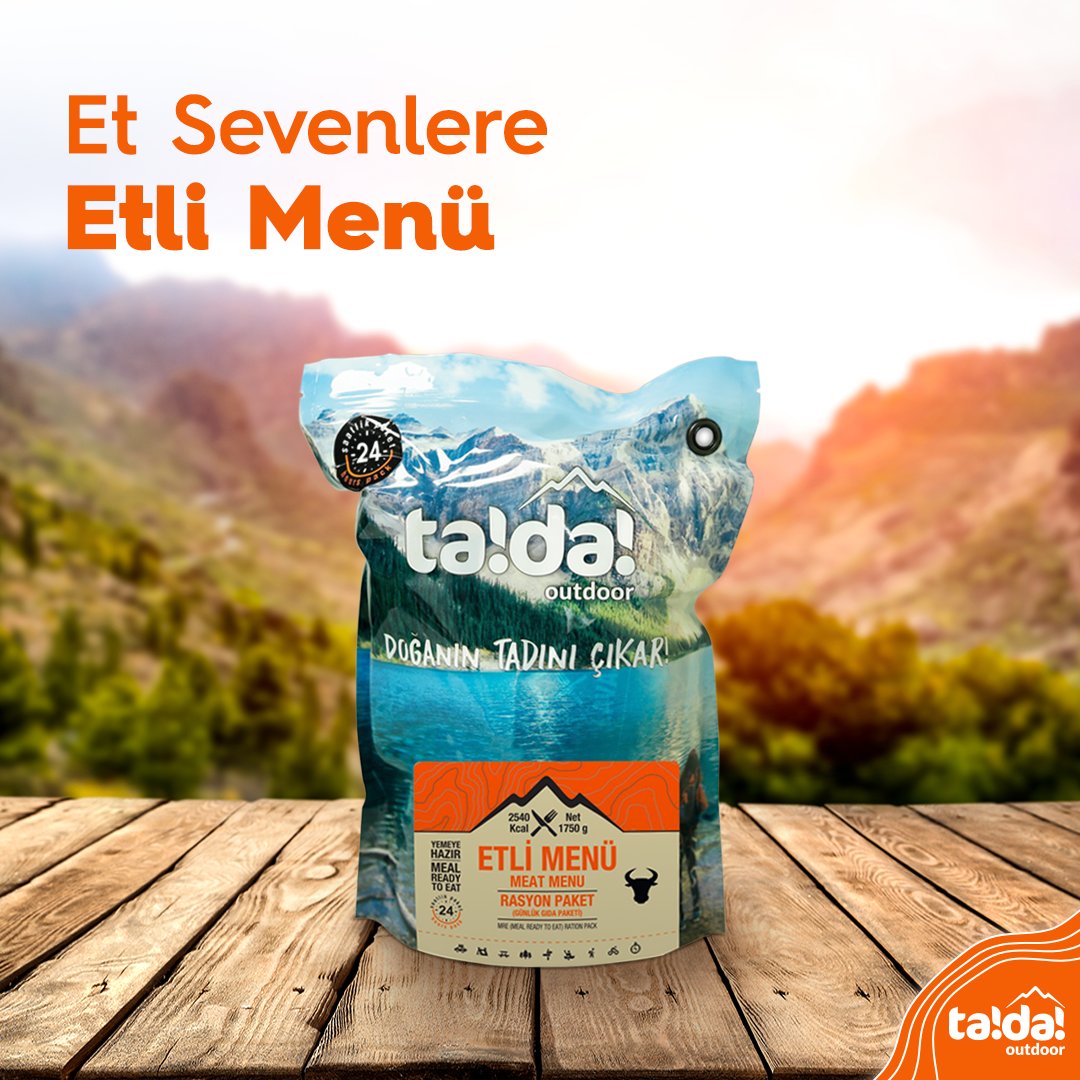 tadaoutdoor's tweet photo. Hafta sonu planı hazır ama menüler hazır değilse telaşlanmaya gerek yok. Her damak zevkine uygun ta!da! Outdoor menülerini yanına al, doğanın tadını çıkar. #tadaoutdoor #tadayanımda #Outdoor #Camping #Kamp #LezzetliYemekler #KampYemekleri #Rasyon #HazırYemek https://t.co/LWnQRTM80Y