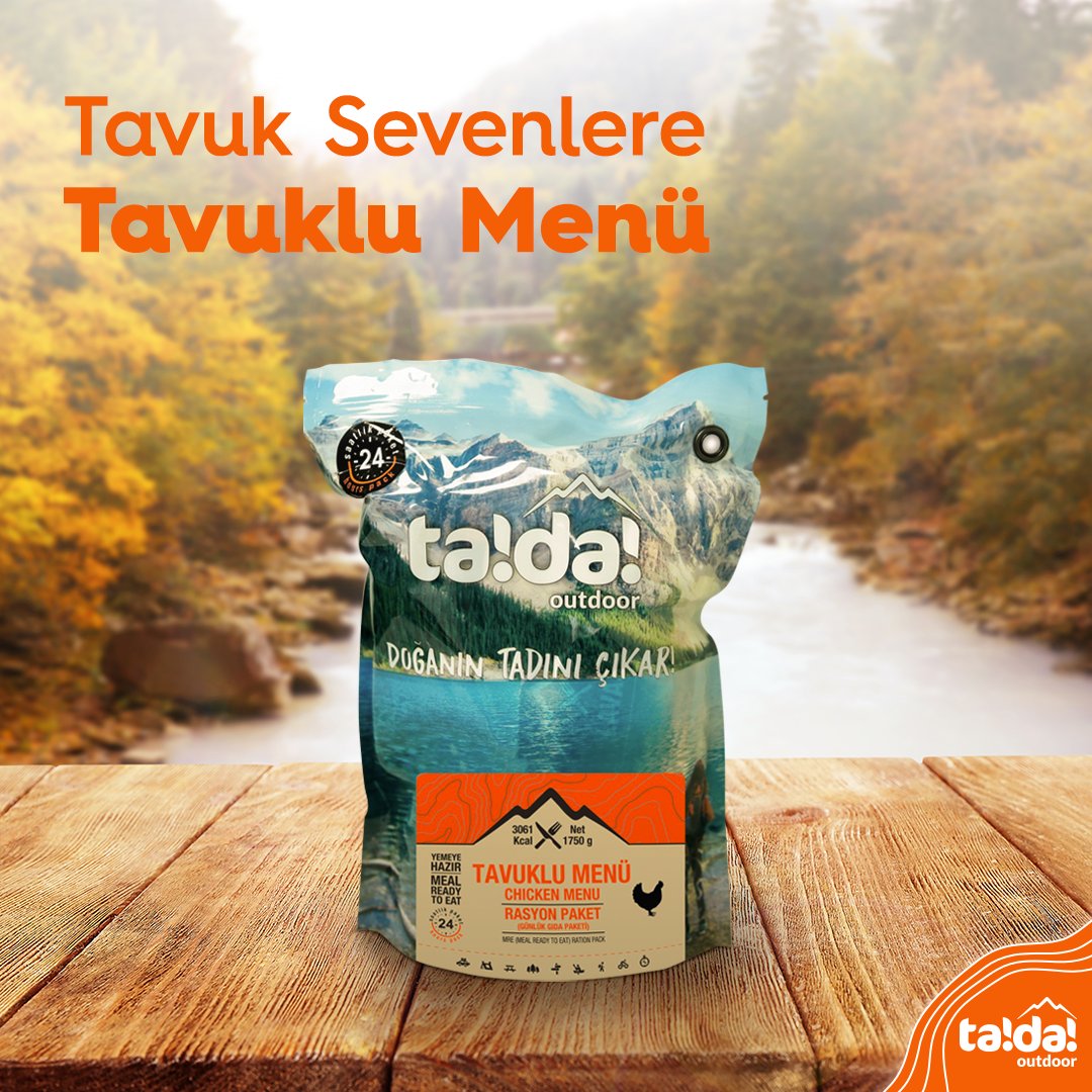 tadaoutdoor's tweet photo. Hafta sonu planı hazır ama menüler hazır değilse telaşlanmaya gerek yok. Her damak zevkine uygun ta!da! Outdoor menülerini yanına al, doğanın tadını çıkar. #tadaoutdoor #tadayanımda #Outdoor #Camping #Kamp #LezzetliYemekler #KampYemekleri #Rasyon #HazırYemek https://t.co/LWnQRTM80Y