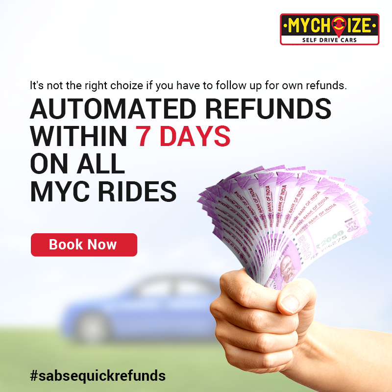 MyChoize_Cars's tweet photo. At MyChoize, we know how painful it is to chase after your own refunds! MyChoize comes with hassle-free returns of the security deposit after you return the car Know more about our auto refunds policy here: https://t.co/VWoYlaDG2u #sabsequickrefunds #quickrefunds #mychoizecars https://t.co/VswMim5veh