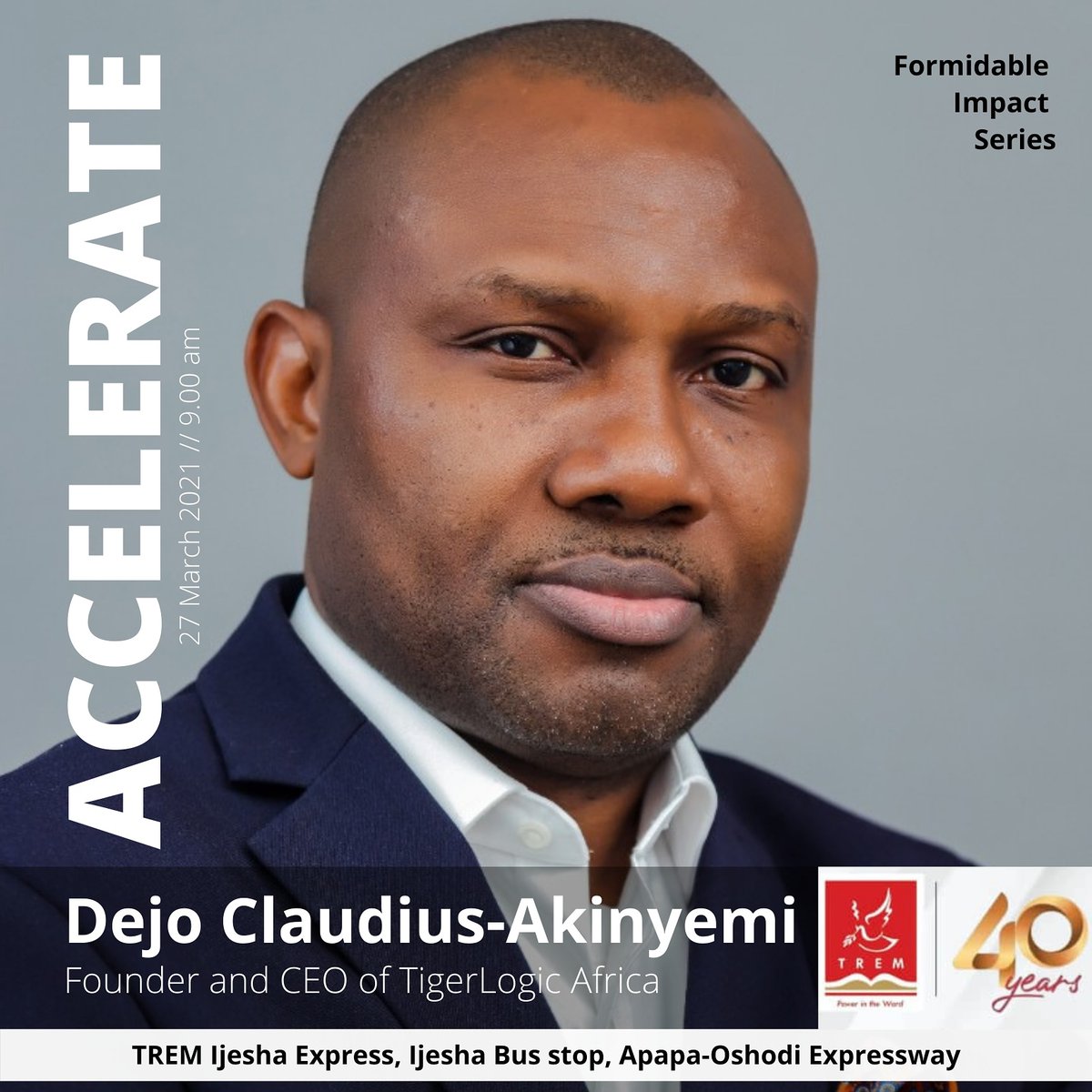 tremijeshaexp's tweet photo. Join this Sunday by 9.00am for another power packed service as we look at #accelerate with Dejo Claudius-Akinyemi
#TREMIjesha #tremworld https://t.co/xXgU3tuXHX
