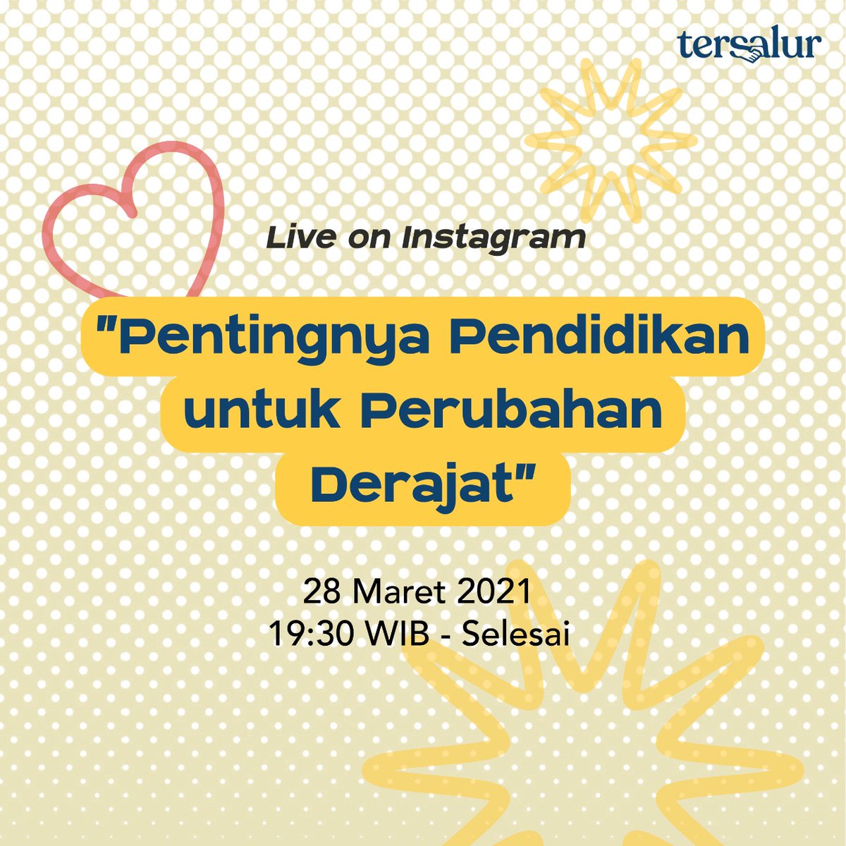 tersalur's tweet photo. Hai, sobat Tersalur! Ada yang seru nih di hari Minggu besok! Tersalur bakal adain Live IG bincang - bincang bareng dua wanita hebat, Dominiques Sierra dan Gabriella Rosa, seputar pentingnya pendidikan!

Jangan kelewatan ya!
Tanggal: Minggu, 28 - Maret  - 2021
Pukul: 19.30 WIB https://t.co/x6br9IWIRw