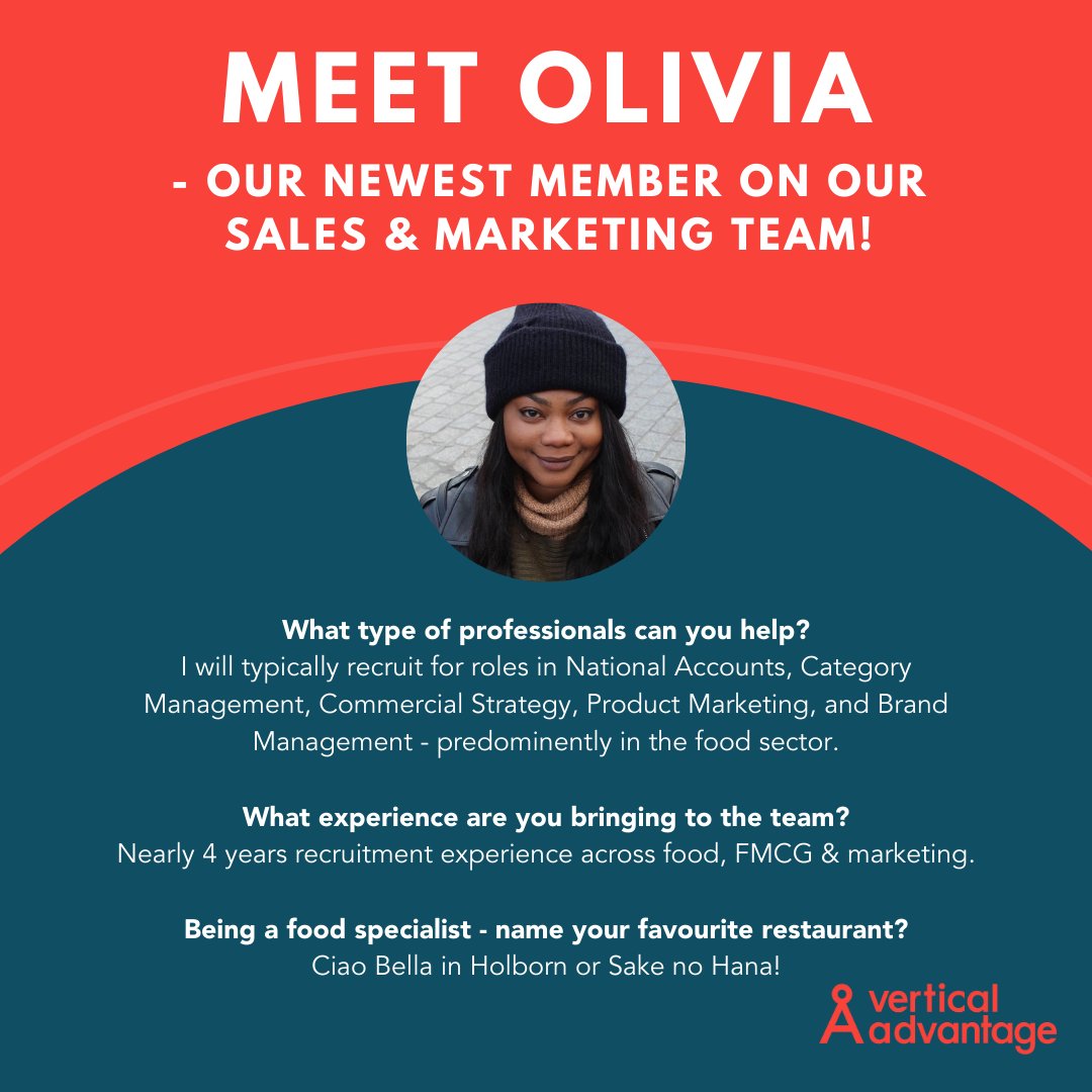 Vert_Advantage's tweet photo. We are super lucky, excited &amp; delighted to announce that our team is growing - welcome aboard Olivia!

She has joined our Sales &amp; Marketing team with plenty of experience &amp; will work alongside Hannah to represent the best of the best in the #FMCG space.

Welcome 👋 https://t.co/5vENqxMwDB
