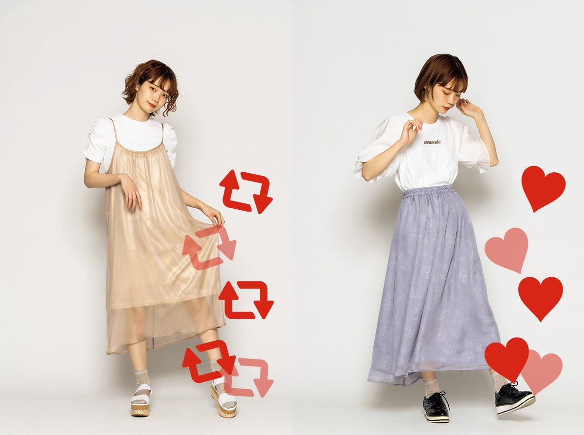 アベイル しまむらグループさんのツイート 今の気分はどっち 村濱遥 Aua Oua さんが着る 透け感が可愛いアイテム対決 プルオーバーとセットの ワンピース 花柄がキュートな シフォン重ねスカート リツイート いいね アベイル Avail