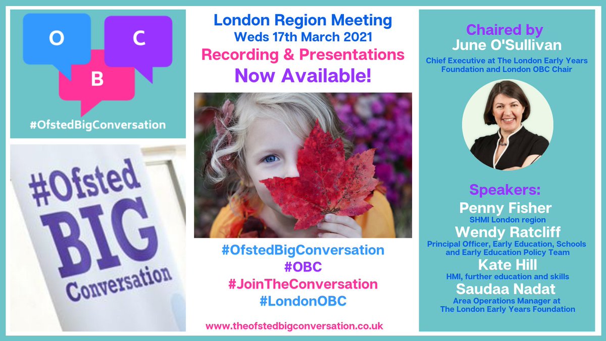 OfstedBigC's tweet photo. Did you miss the #LondonOBC chaired by @JuneOSullivan on 17th March? Catch up now! The full recording and copies of the presentation are now available on our website https://t.co/RIcCFApSOj #OfstedBigConversation #OBC #JoinTheConversation #EYMatters https://t.co/gu6YeLtopH