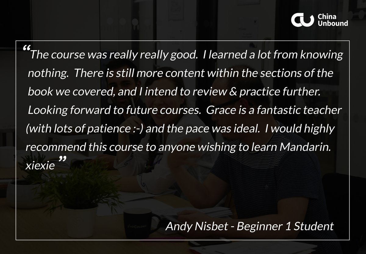 china_unbound's tweet photo. Teaching Mandarin is enjoyable to us, and our students felt it! We love what we do and care about the outcome you get. Our relaxed and fun teaching approaches help you to learn more with less effort!

Join us this April https://t.co/IMyoQ7BNu2 (Free trial lesson available) https://t.co/bPLIIAXimx