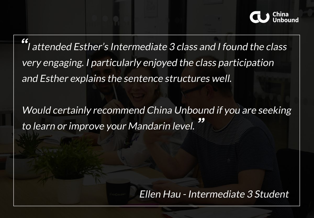 china_unbound's tweet photo. Teaching Mandarin is enjoyable to us, and our students felt it! We love what we do and care about the outcome you get. Our relaxed and fun teaching approaches help you to learn more with less effort!

Join us this April https://t.co/IMyoQ7BNu2 (Free trial lesson available) https://t.co/bPLIIAXimx